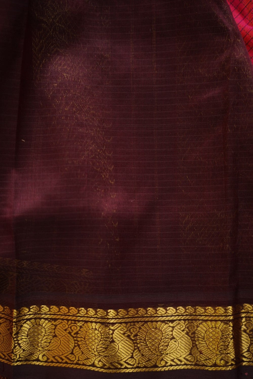 Pink with Purple Dual Shade  Kanchi Checks Silk Cotton Saree With Zari  Border PC11731