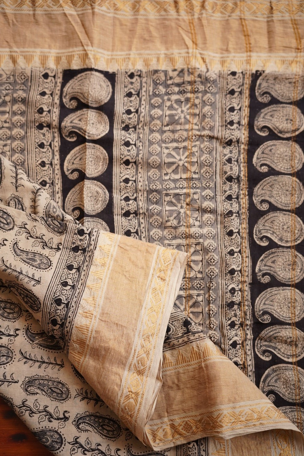 Kalamkari Organic Sungadi cotton saree (without blouse) PC11676