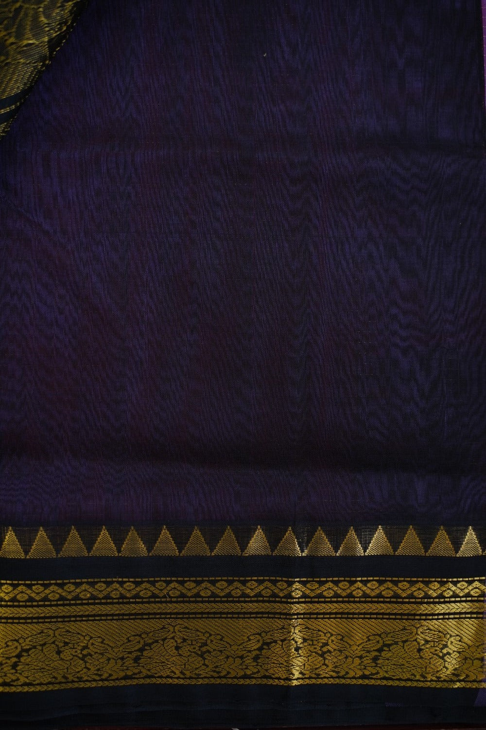Jamun Color Kanchi Checks Silk Cotton Saree With Zari Border  PC10470