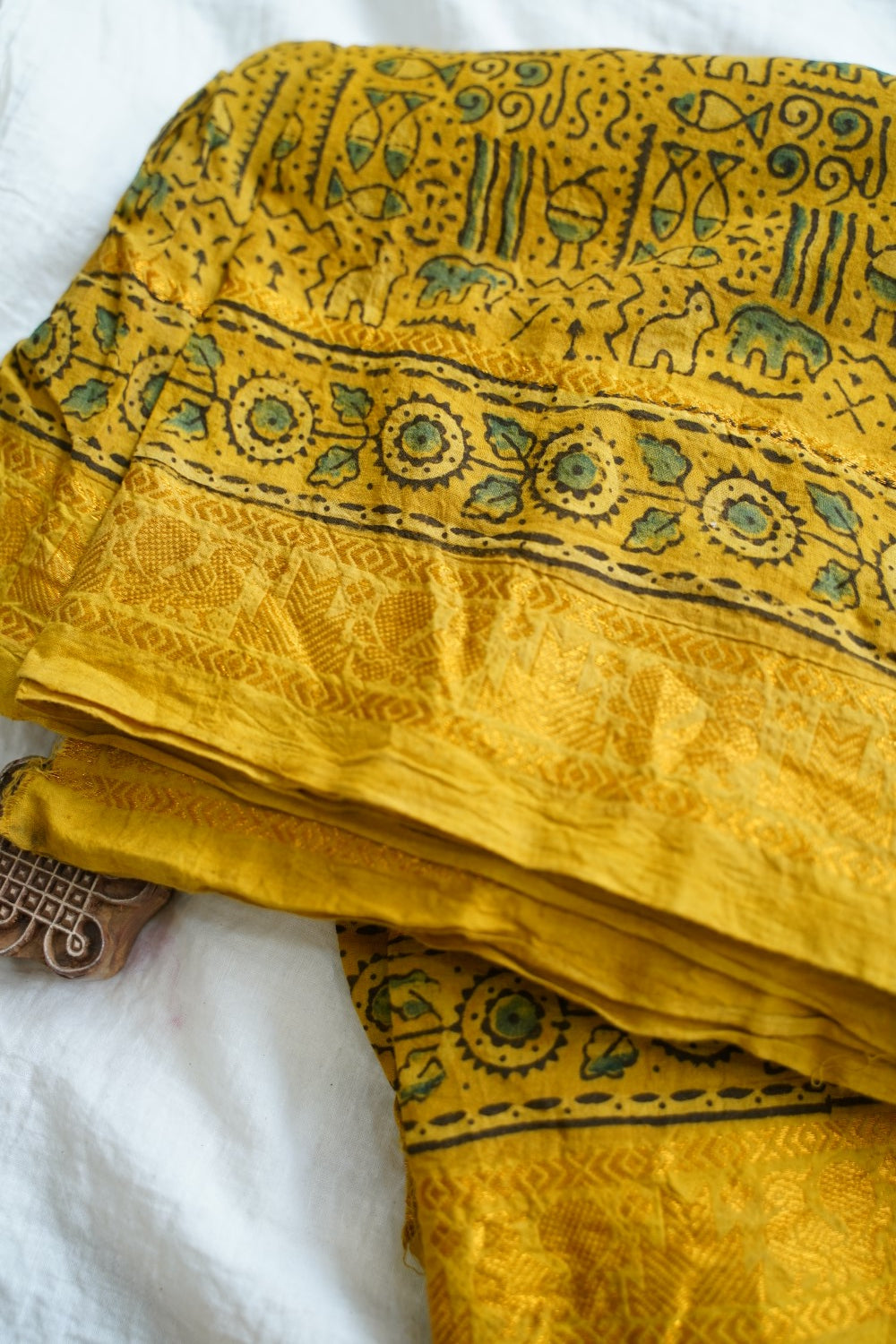 Ajrakh Block Printed cotton Saree PC18161