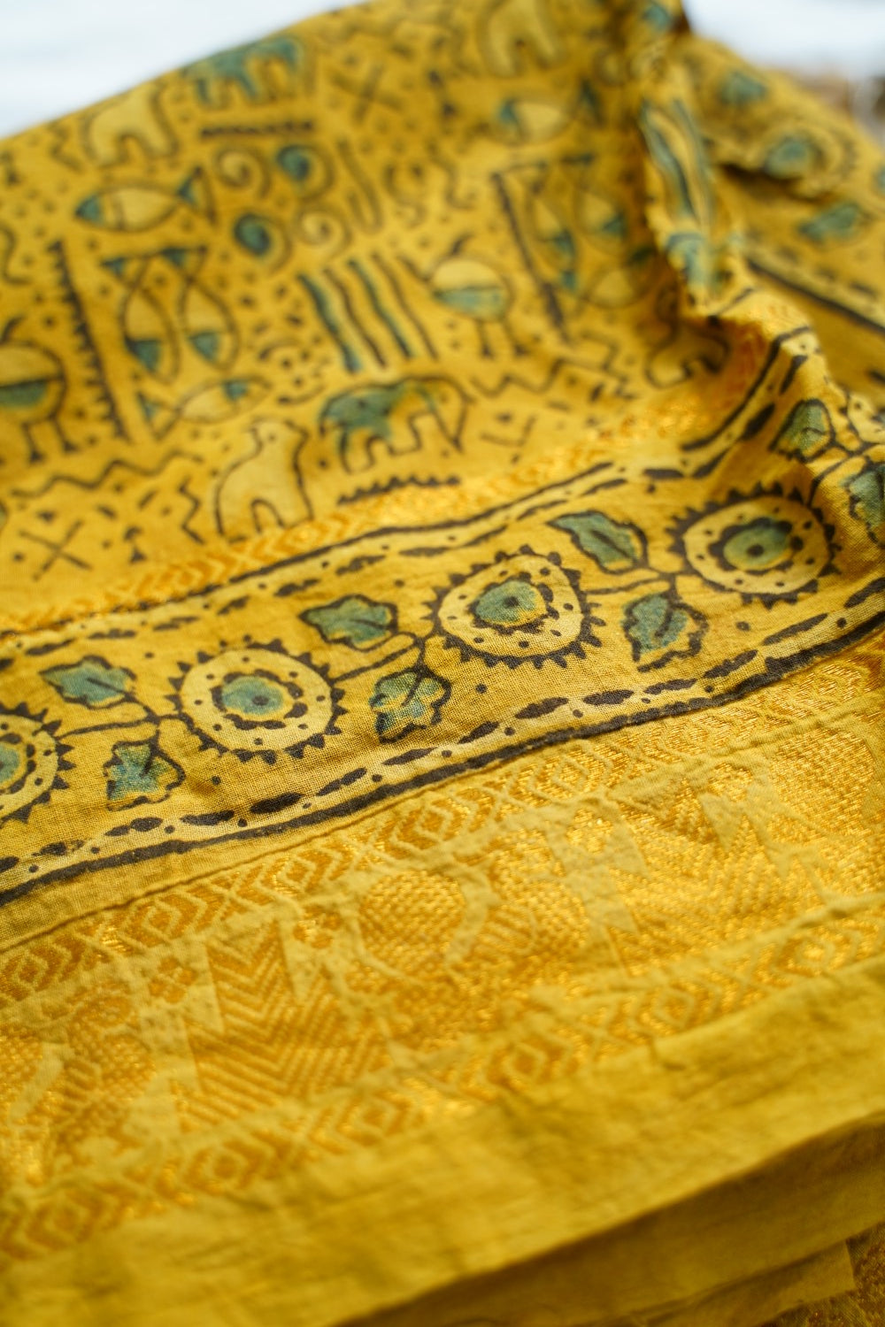 Ajrakh Block Printed cotton Saree PC18161