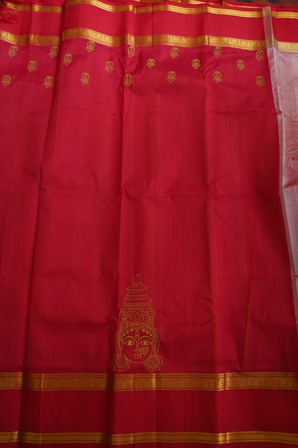 Block Printed Kanchi  Silk Cotton Saree With Zari Border  PC10544