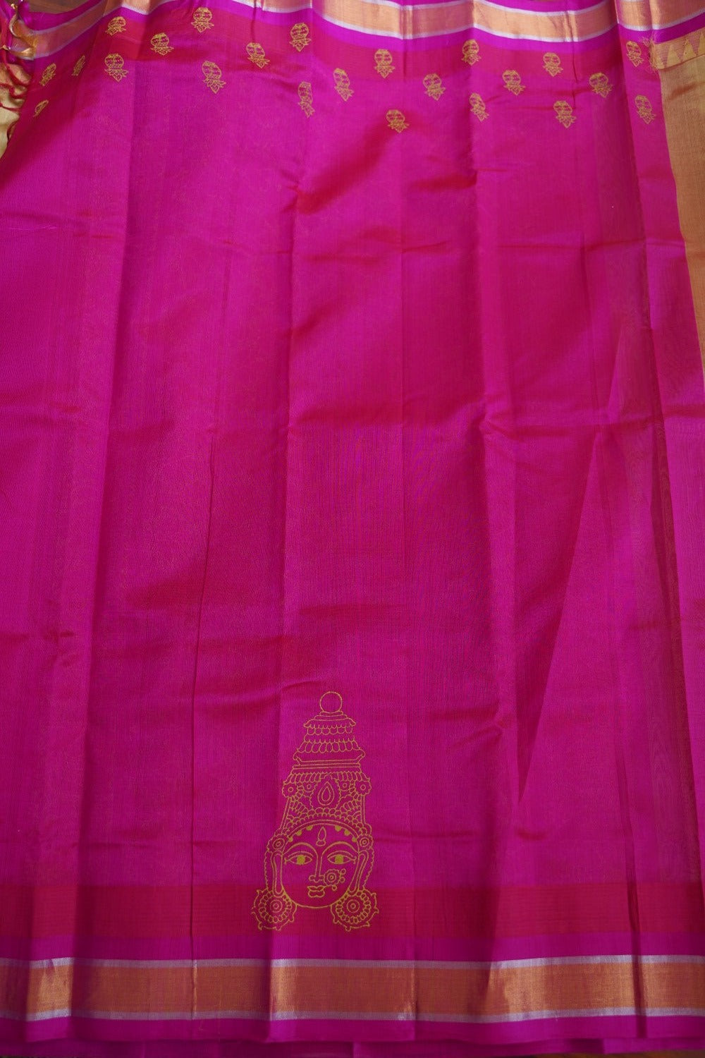 Block Printed Kanchi  Silk Cotton Saree With Zari Border  PC10540