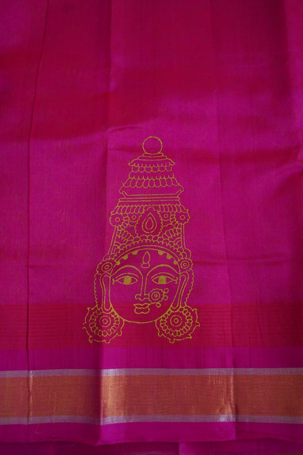 Block Printed Kanchi  Silk Cotton Saree With Zari Border  PC10540