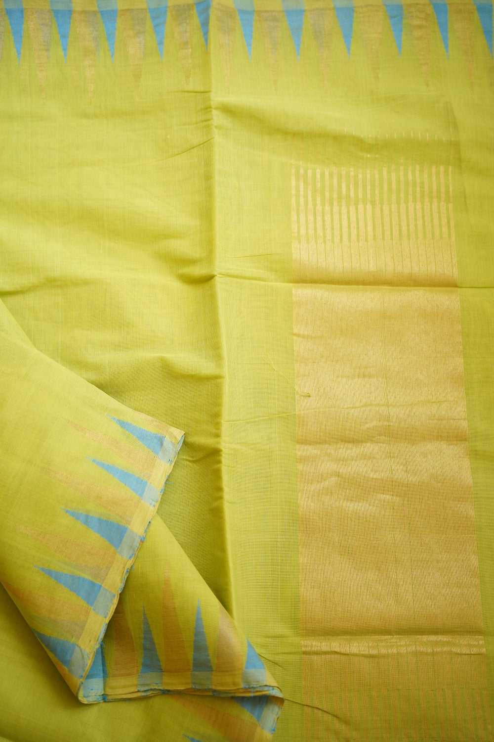 Block Printed Kanchi  Silk Cotton Saree With Zari Border  PC10550