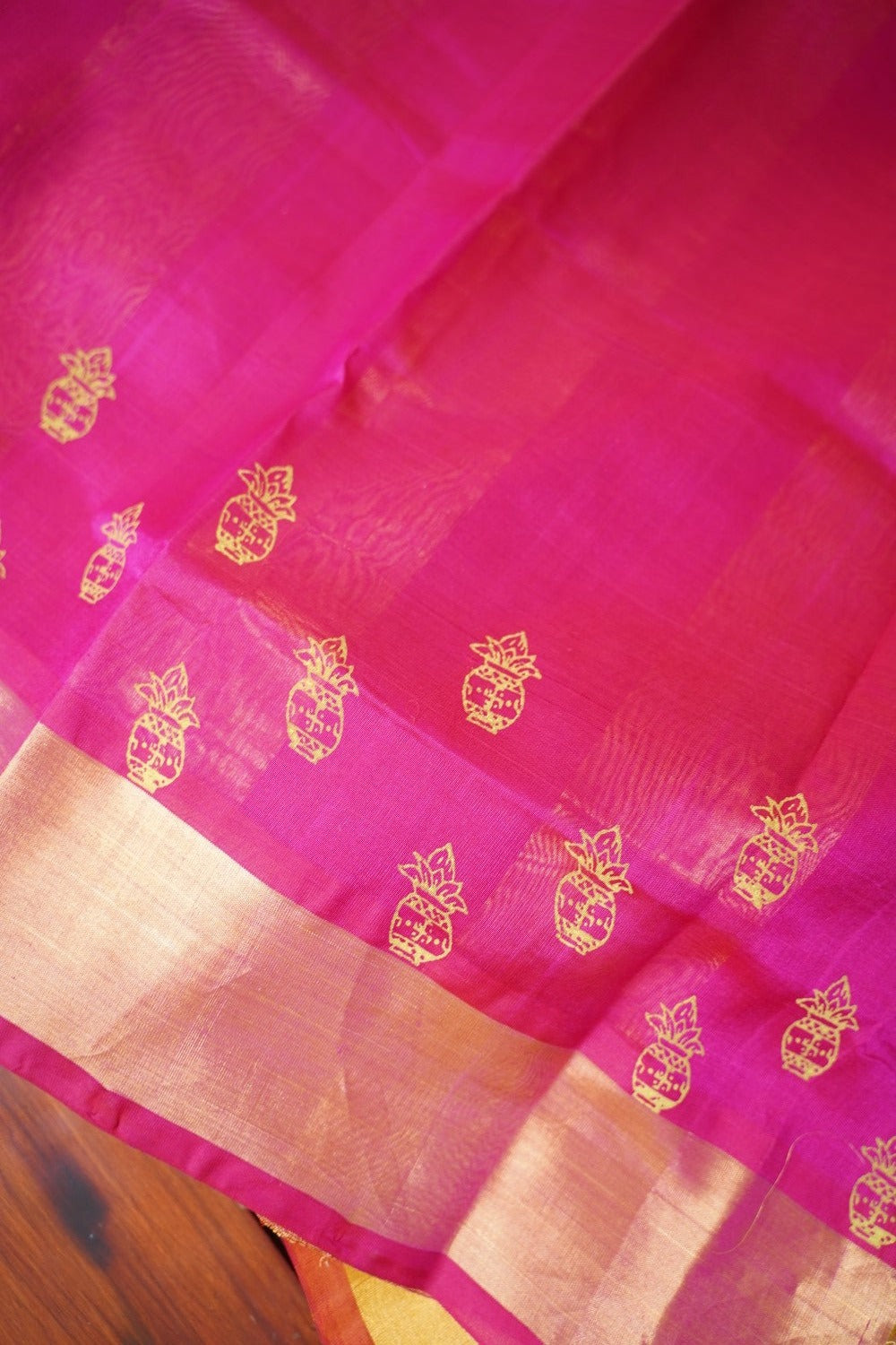 Block Printed Kanchi  Silk Cotton Saree With Zari Border  PC10543