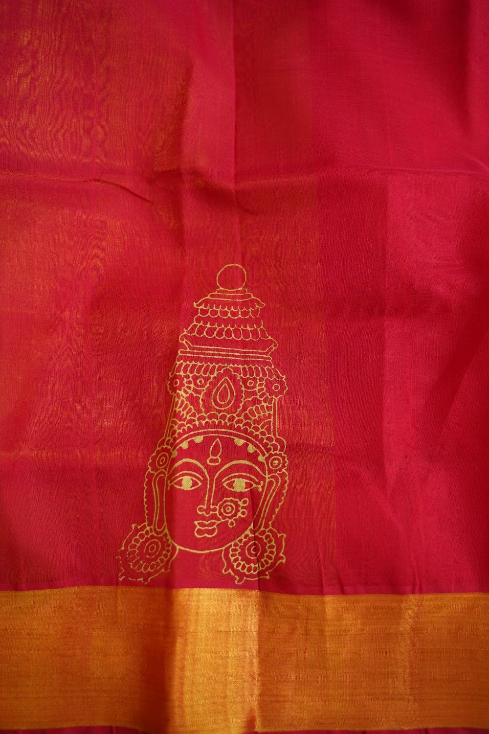Block Printed Kanchi  Silk Cotton Saree With Zari Border  PC10539
