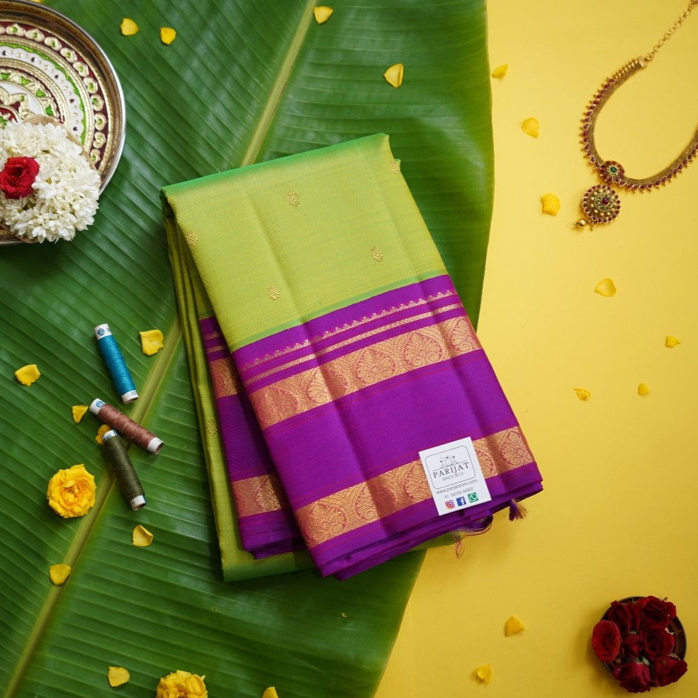 Mandhulir Brown Pure 4gm Gold Kanchi Silk Saree Parijat Collections