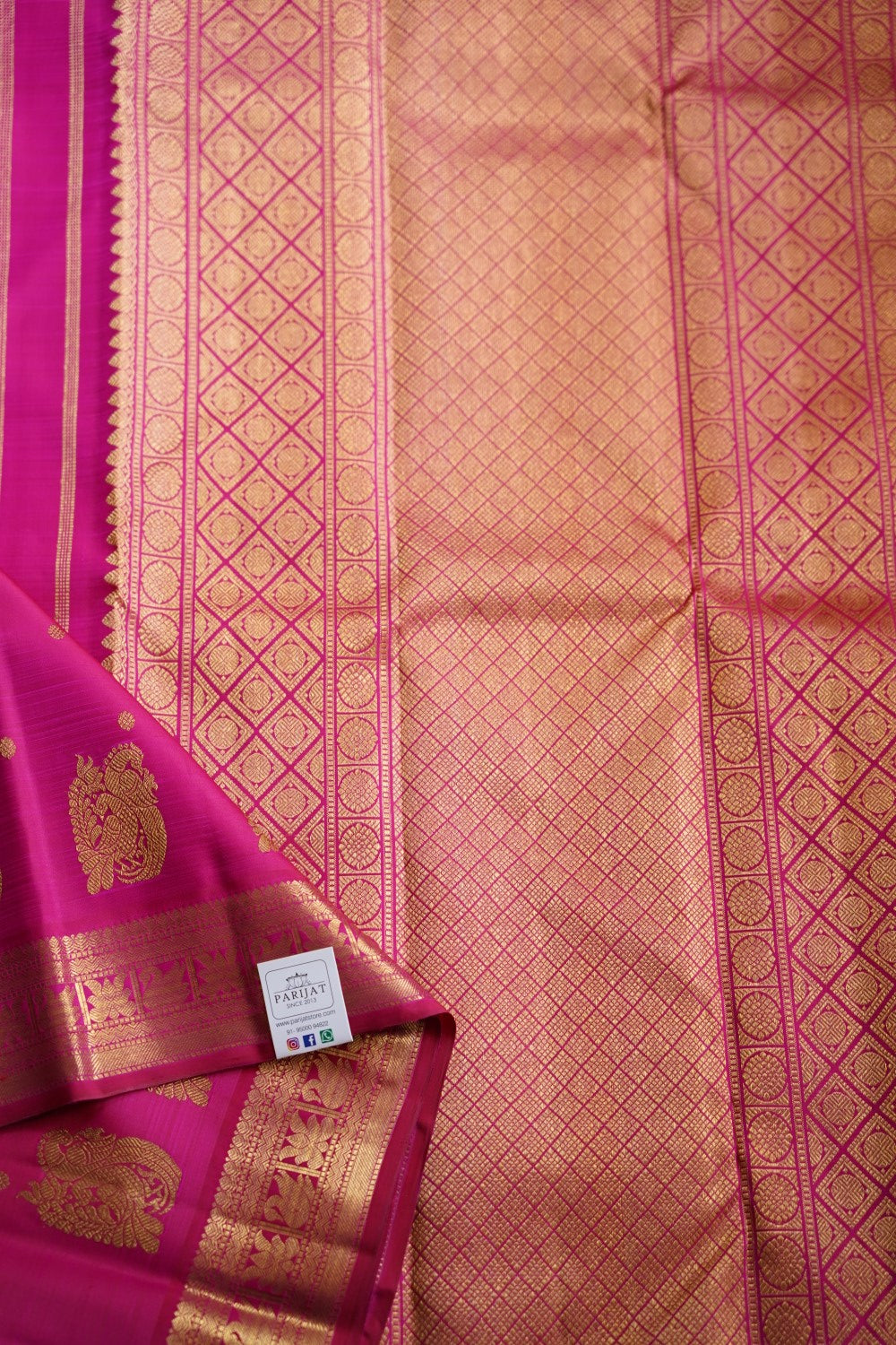 Meganta Pink Pure Kanchi Silk Saree PC10010