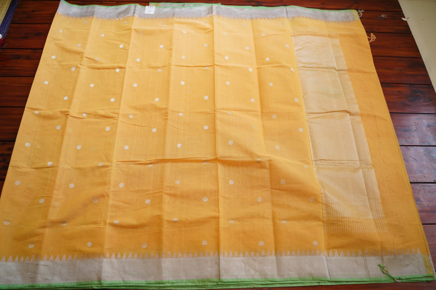 Light Yellow Buttas  Ponduru handloom Cotton Saree PC10667