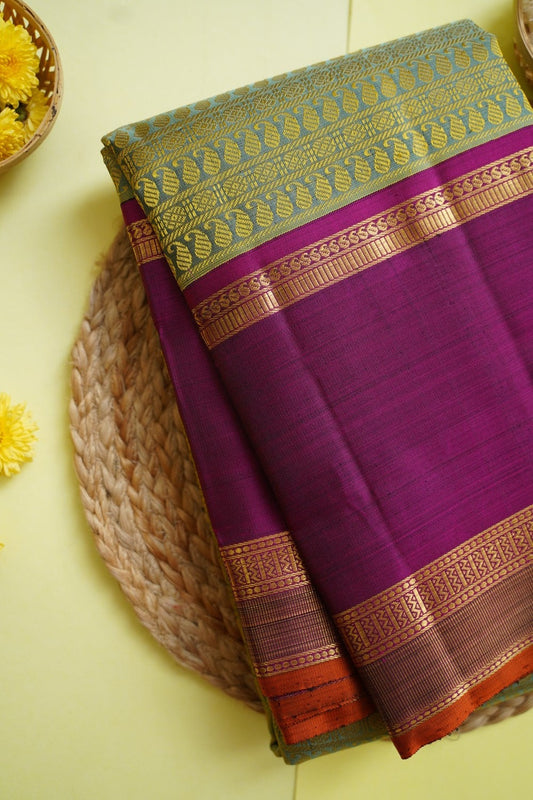 Light Elaichi Green Varisaipet Pure 4Gm Gold Kanchi Silk Saree PC10703