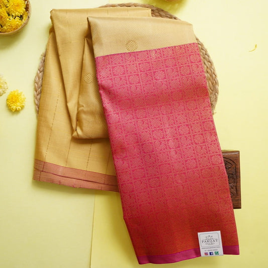 Sandal Color  Pure 4Gm Gold Kanchi Silk Saree PC10696