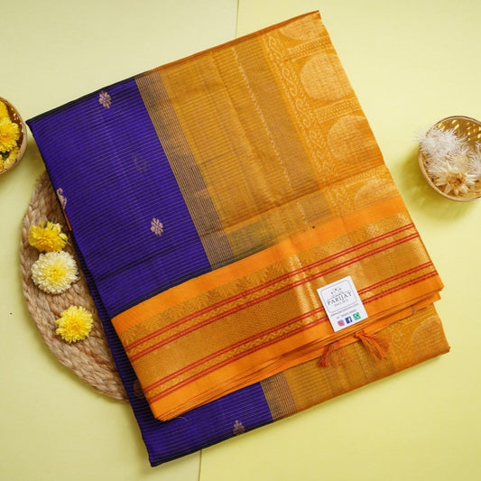 Blue  Vairaoosi Kanchi Silk Cotton Saree With Zari Border PC10713
