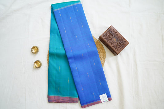 Blue  Vairaoosi Kanchi Silk Cotton Saree With Zari Border PC10713