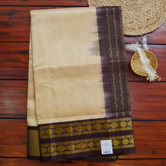 Sandal  Kanchi  Silk Cotton Saree With Zari Border PC10743