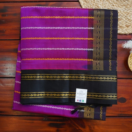 Purple Veldhari  Kanchi  Silk Cotton Saree With Zari Border PC10735