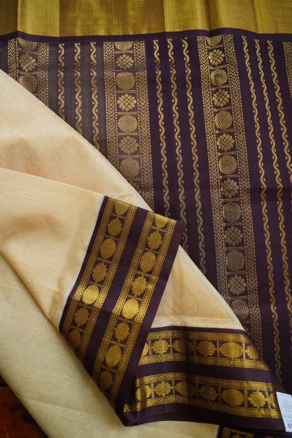 Sandal  Kanchi  Silk Cotton Saree With Zari Border PC10743