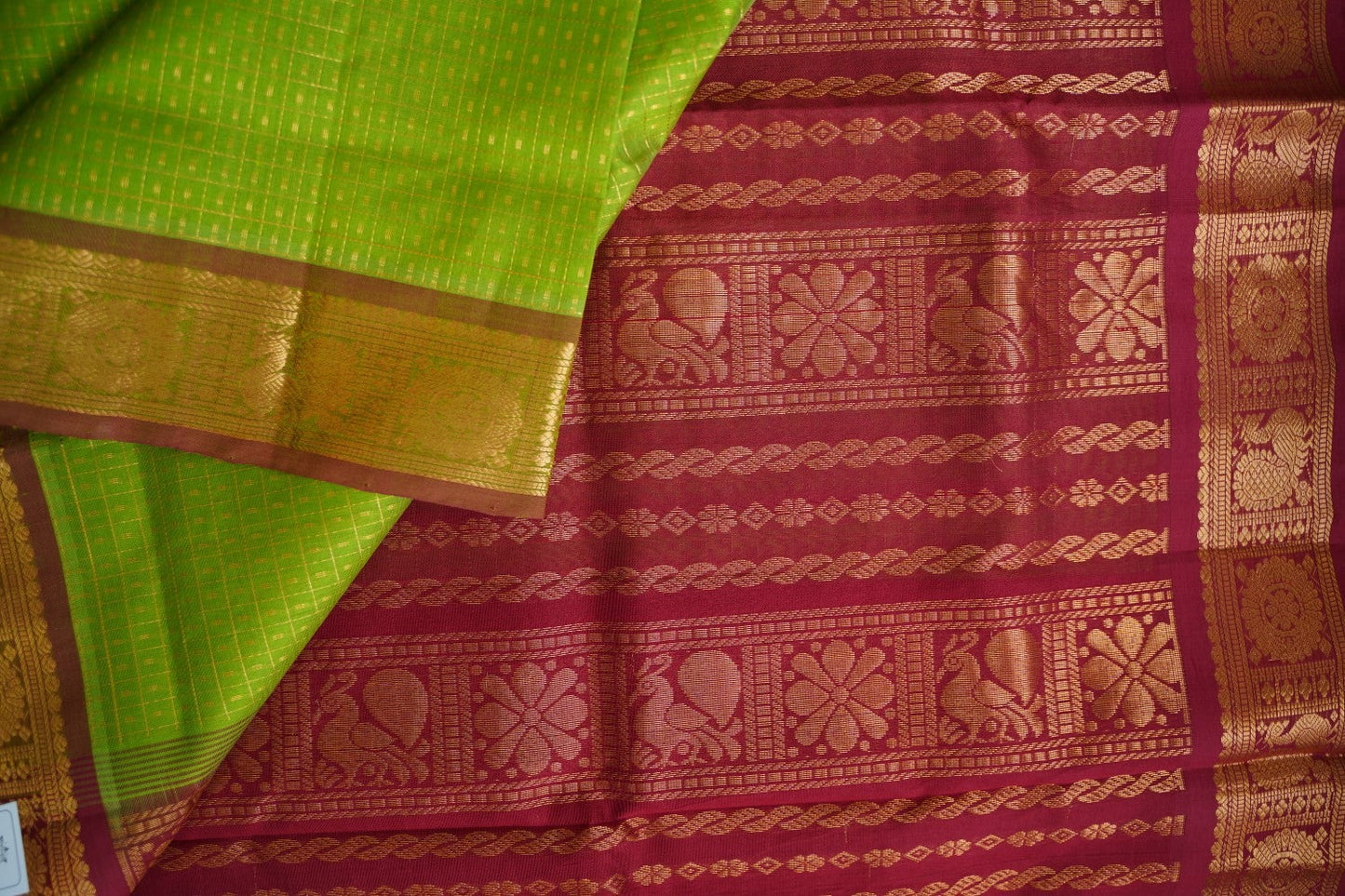 Olive Green Lakshadeepam Kanchi Silk Cotton Saree PC10739