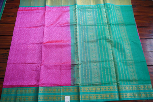 Bright Pink Kanchi Silk Cotton Saree PC10744