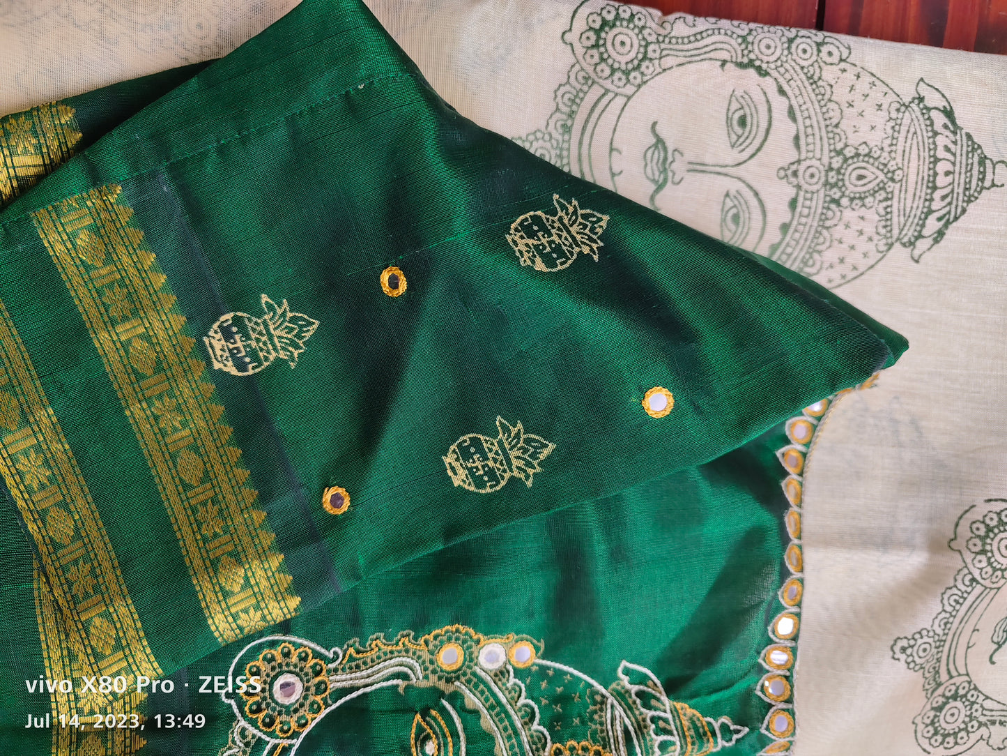 Block Printed Silk Cotton Printed Saree with Readymade blouse PC9557