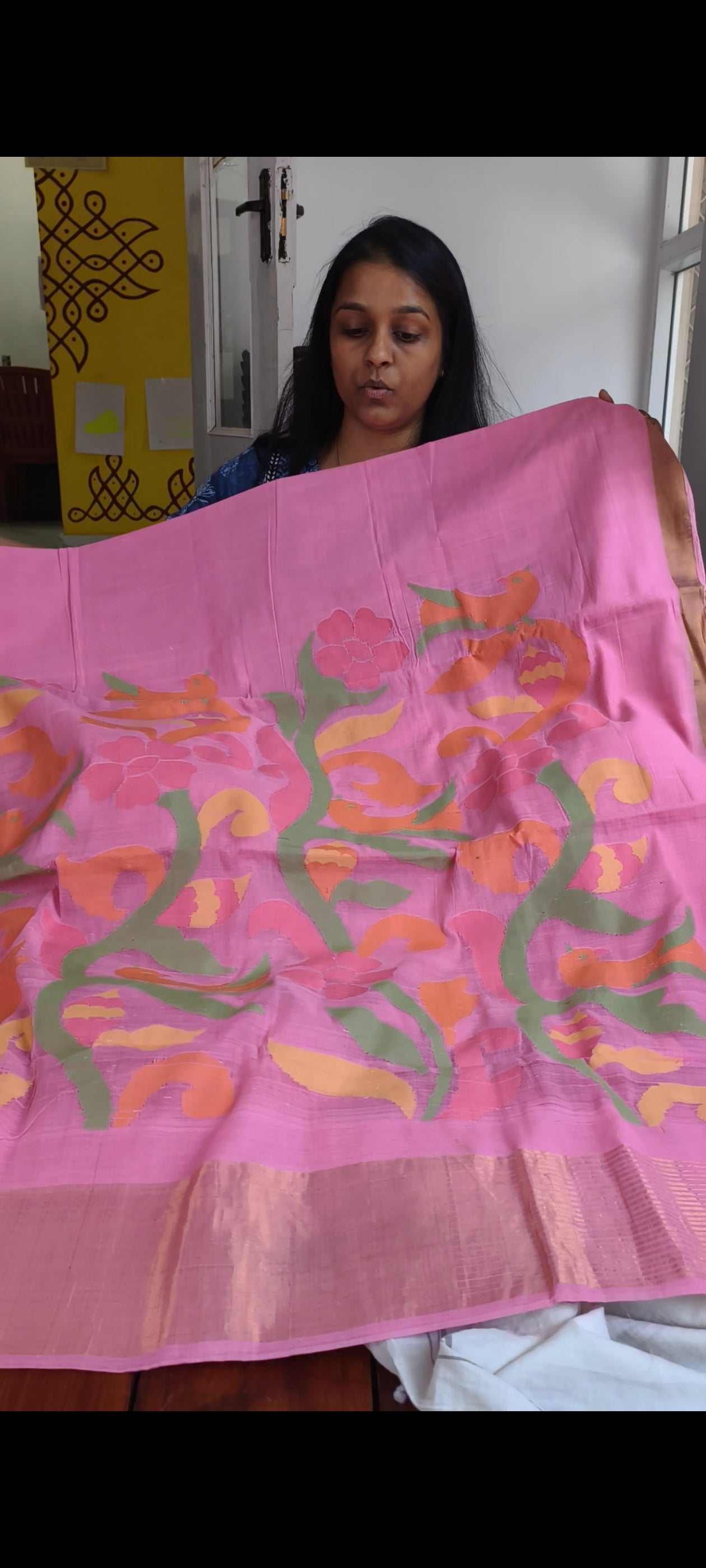 Jamdani Ponduru handloom Cotton Saree -Baby pink