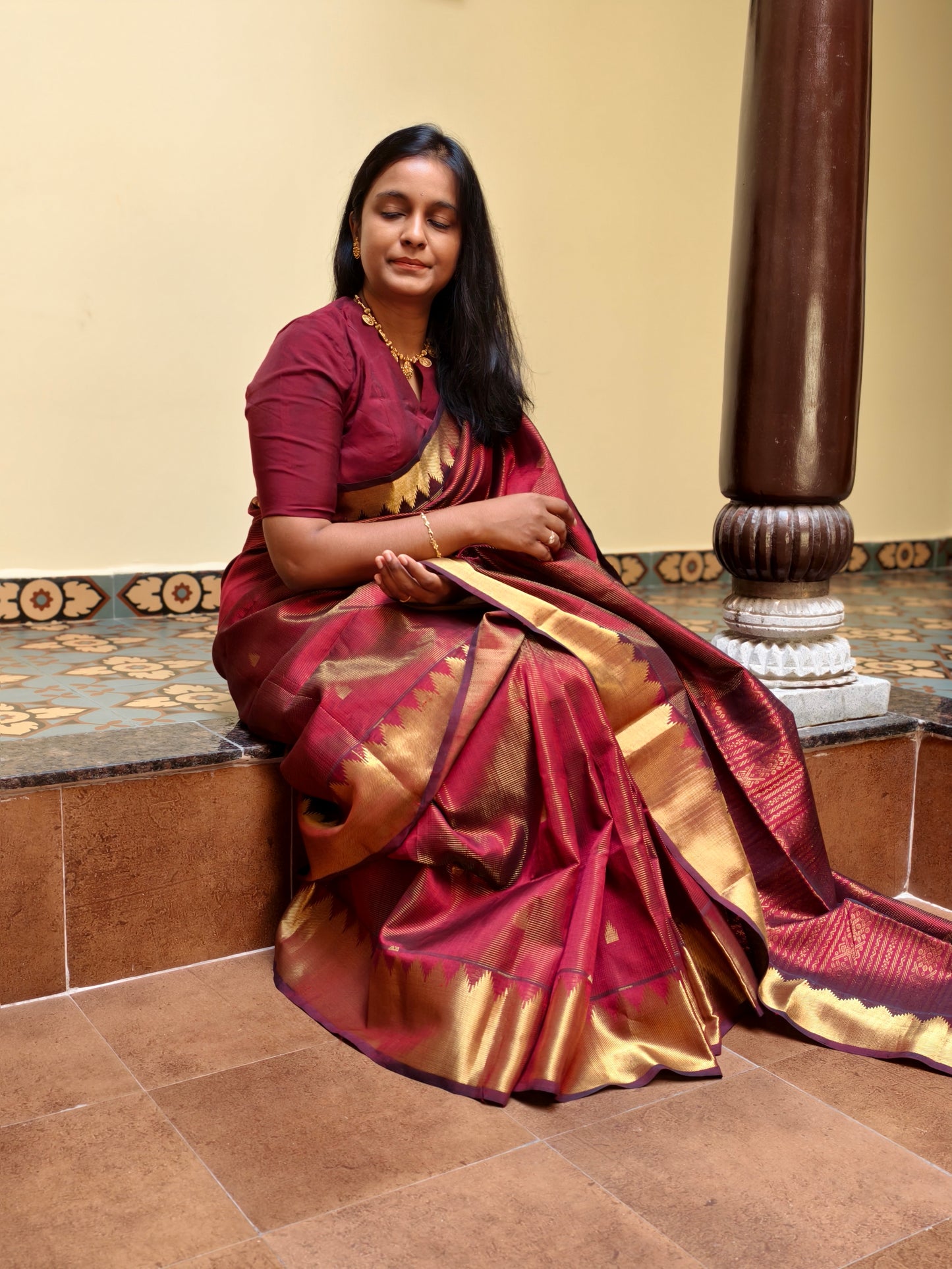 Kanchi Handloom Silk Cotton Saree PC15559 -kumkum