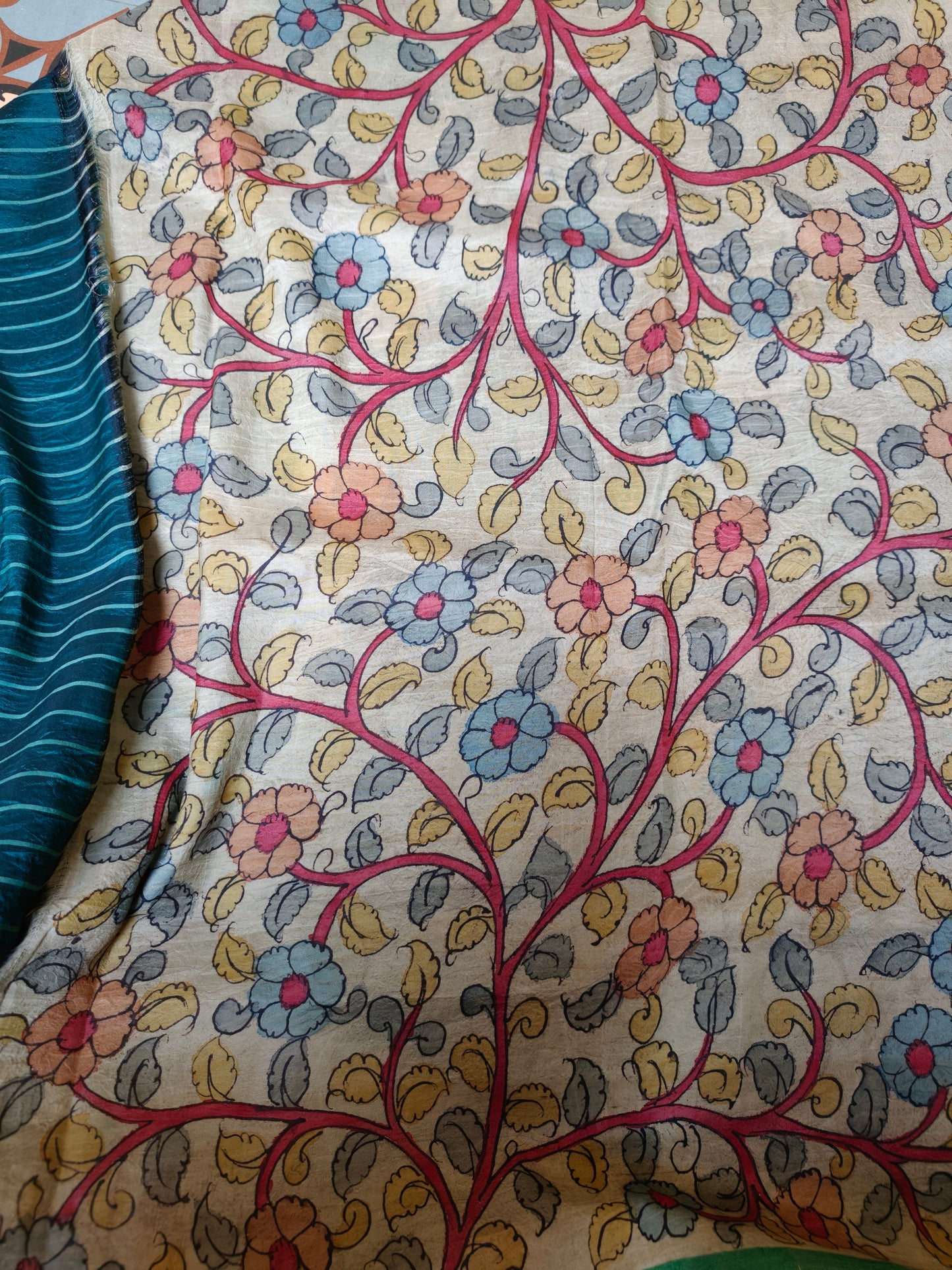 Gadwal hand painted kalamkari silk saree - Mohini