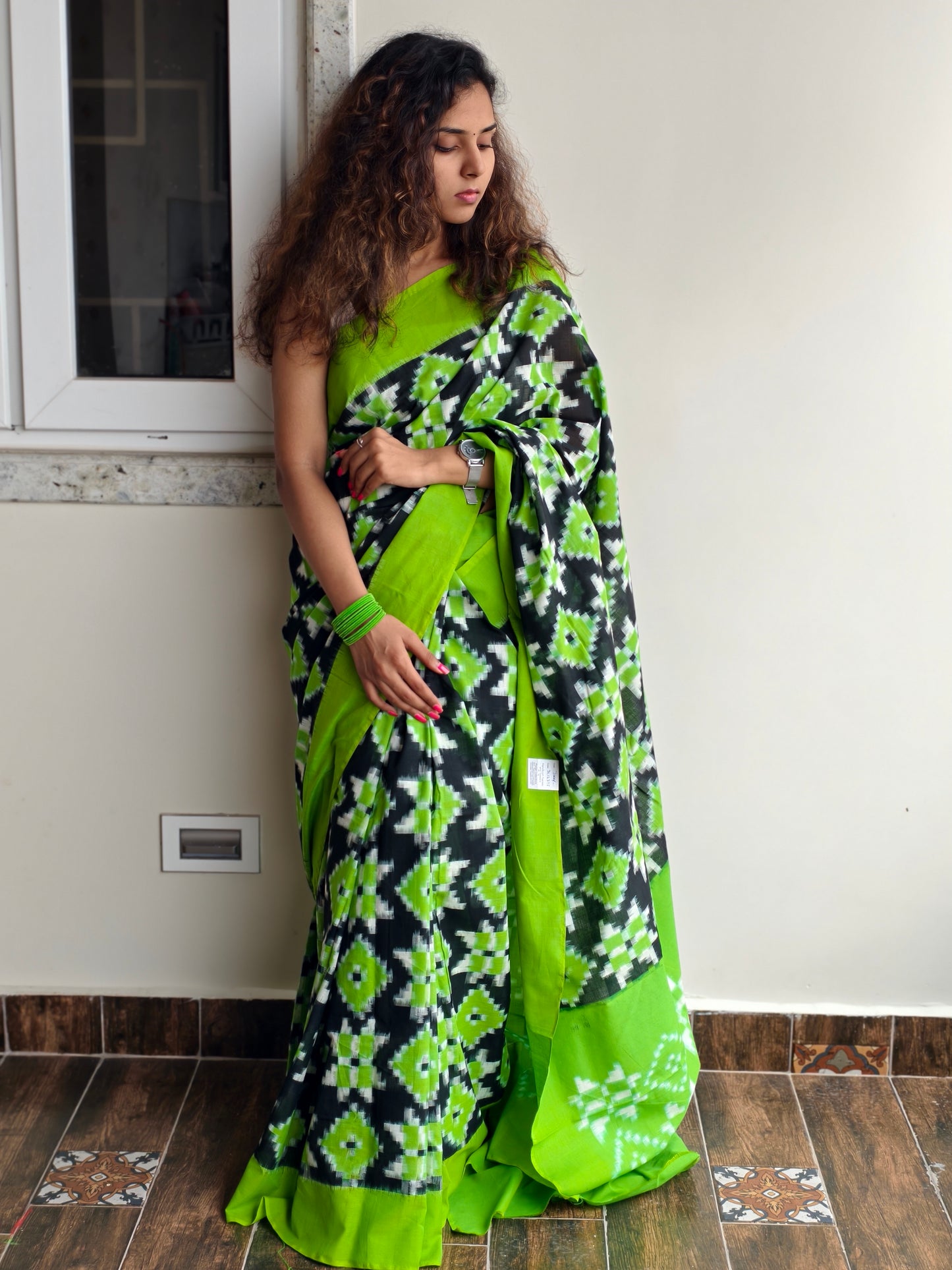 Telia rummal Ikat handloom Cotton Saree PC12375