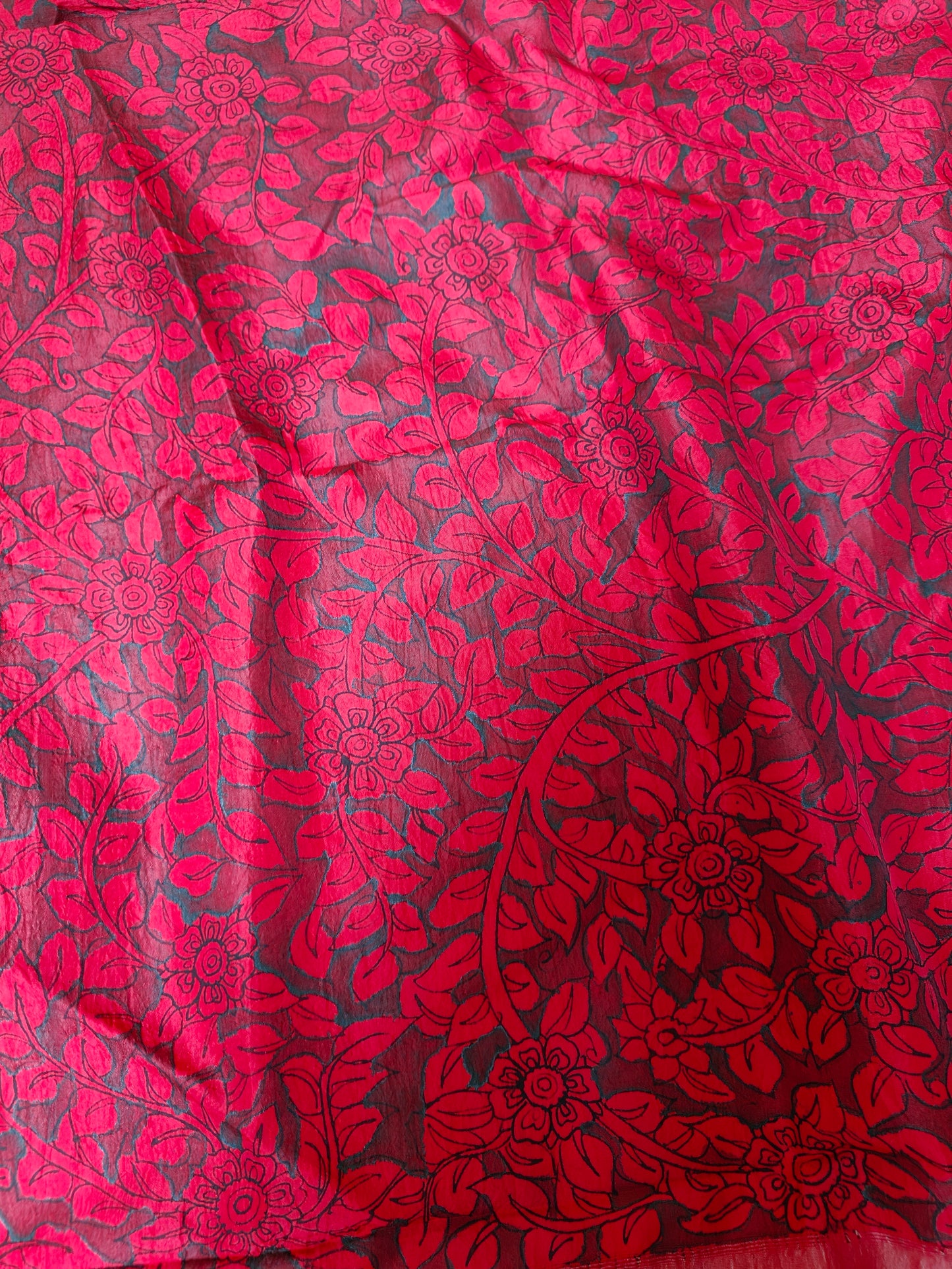 Gadwal hand painted kalamkari silk saree - Virupa