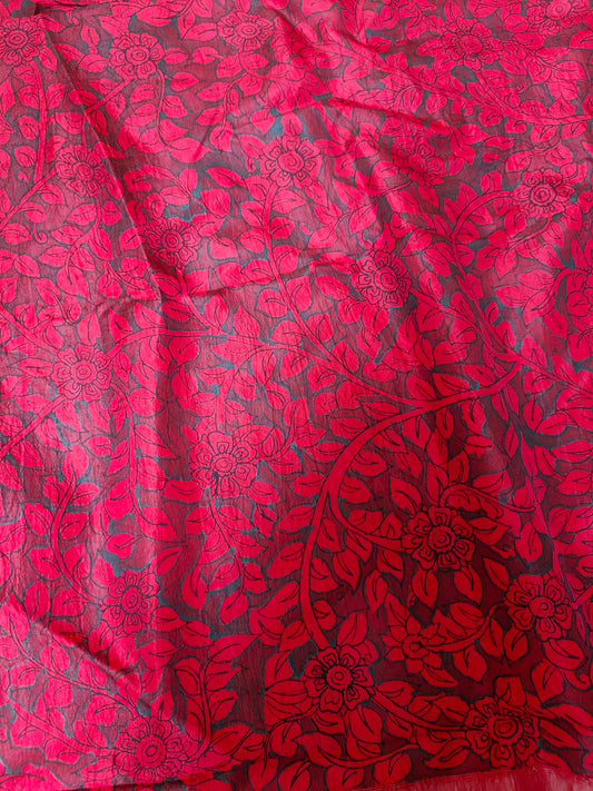 Gadwal hand painted kalamkari silk saree - Virupa