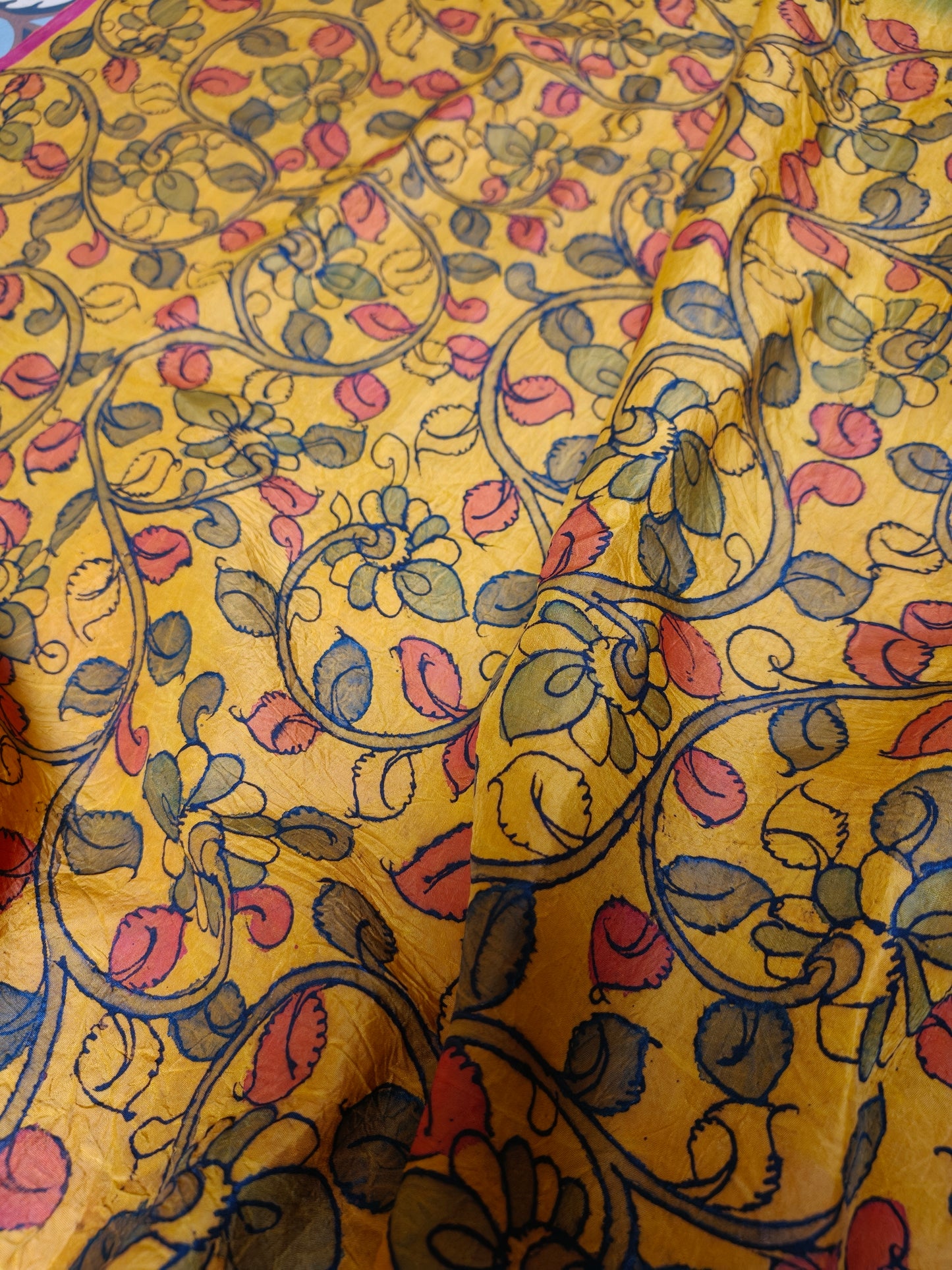 Gadwal hand painted kalamkari Silk Saree -Kamali