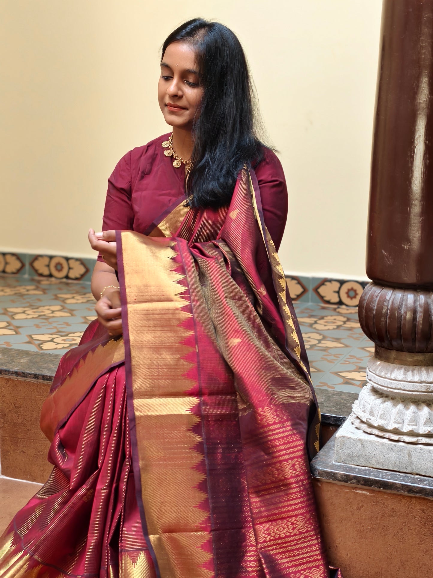 Kanchi Handloom Silk Cotton Saree PC15559 -kumkum