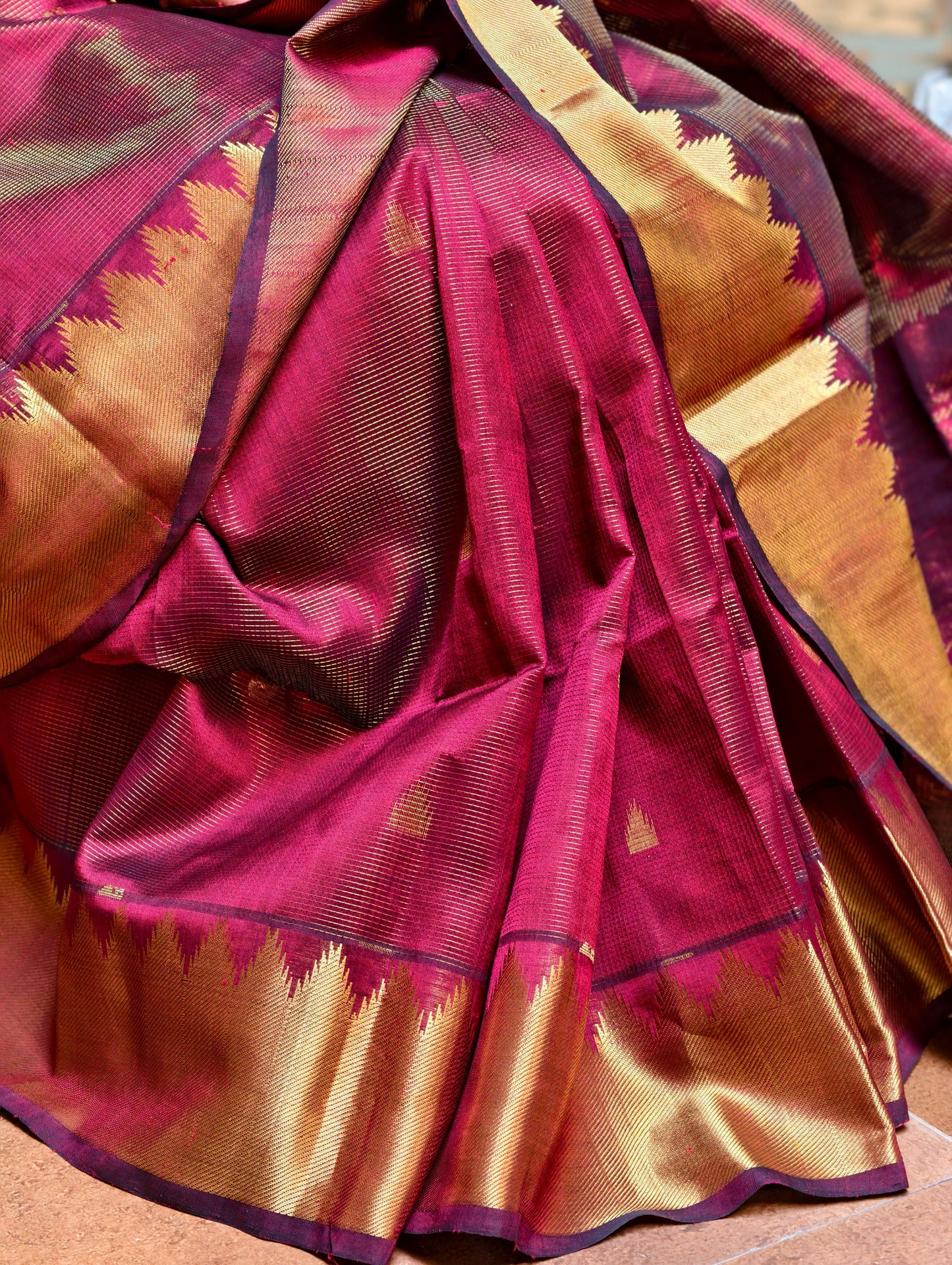 Kanchi Handloom Silk Cotton Saree PC15559 -kumkum