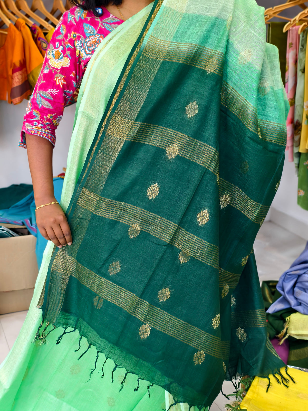 semi linen saree PC17951
