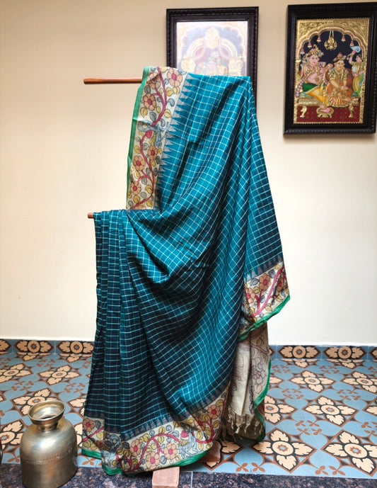 Gadwal hand painted kalamkari silk saree - Mohini