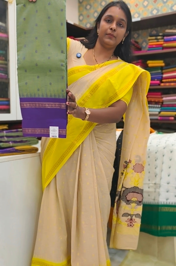 Chettinad handloom Cotton Saree-Sea blue