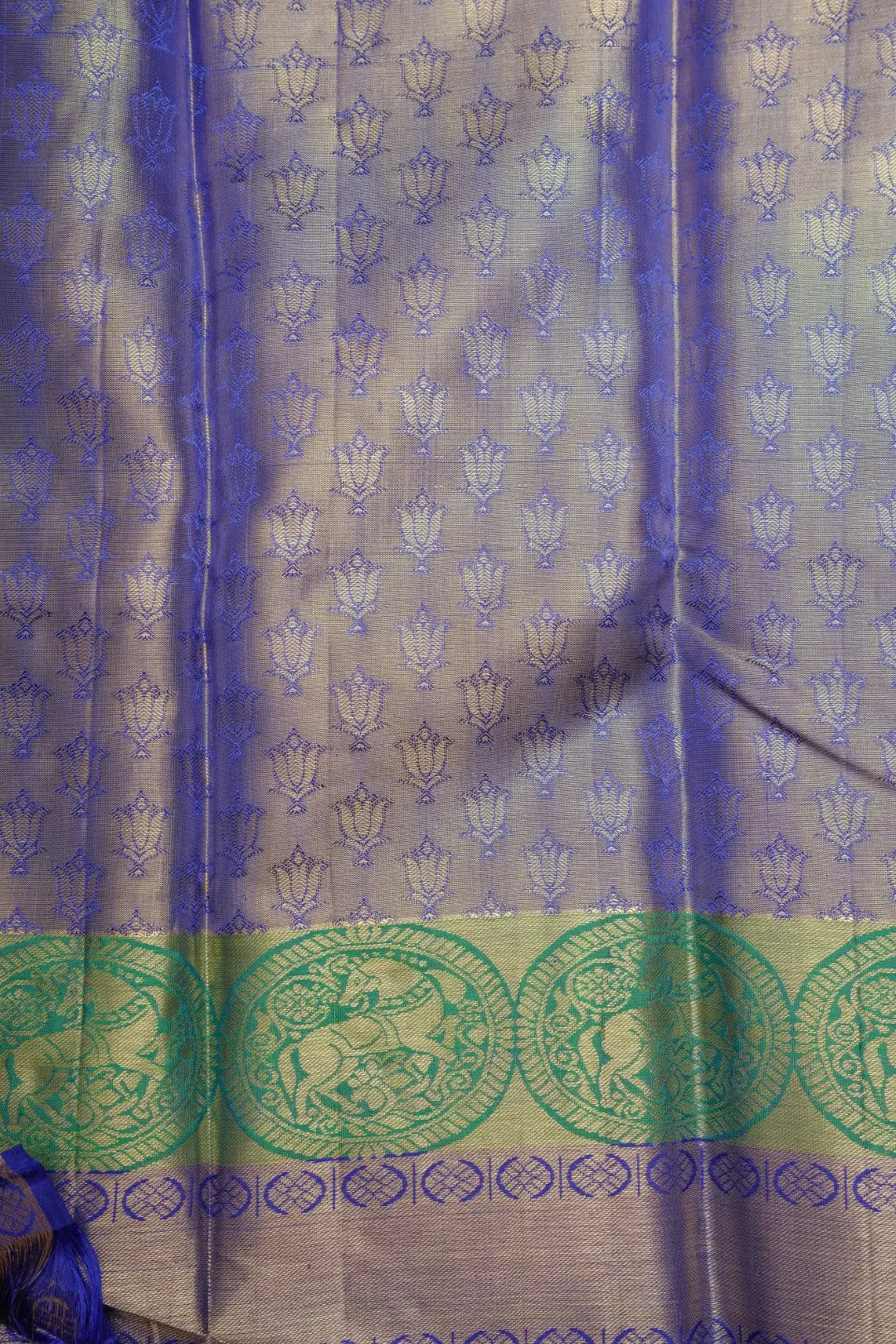 Bright Yellow Jacquard Silk Saree with Violet Zari Pallu PC6258 Parijat Collections