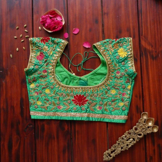 Embroidery Silk Blouse PC3935 freeshipping - Parijat Collections