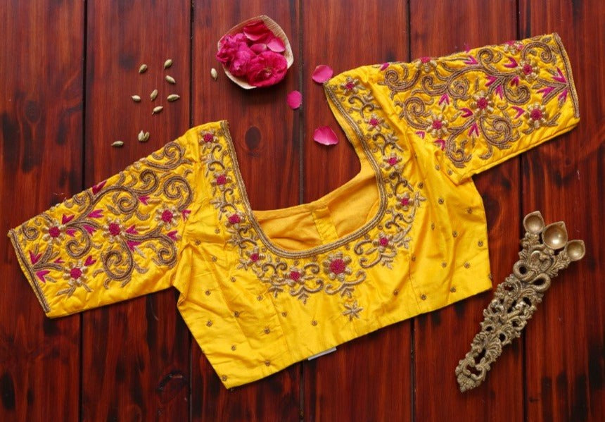 Embroidery Silk Blouse PC3937 freeshipping - Parijat Collections