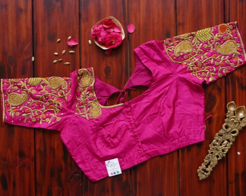Embroidery Silk Blouse PC3940 freeshipping - Parijat Collections