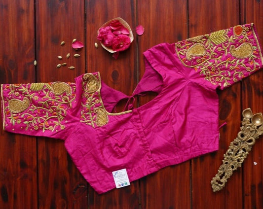 Embroidery Silk Blouse PC3940 freeshipping - Parijat Collections