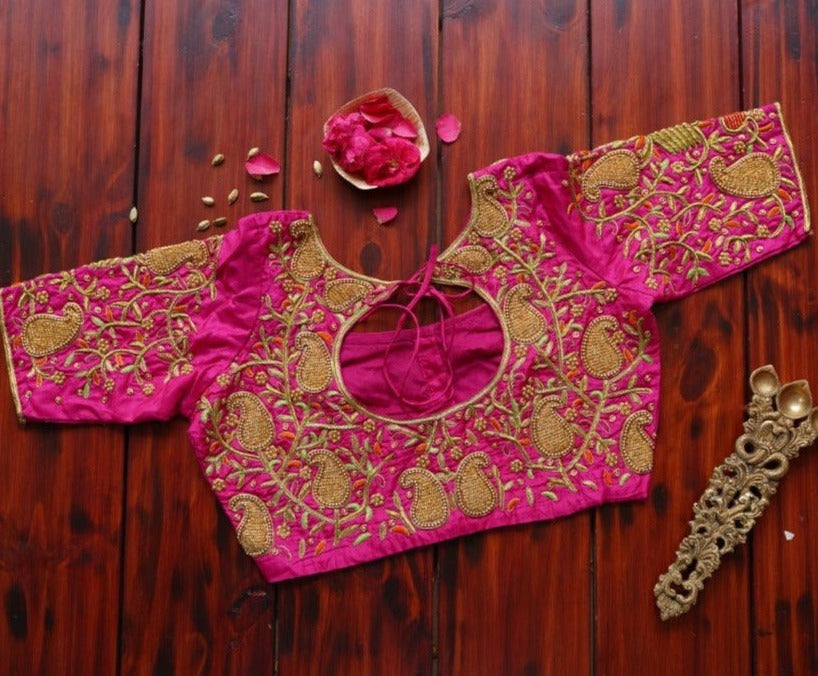 Embroidery Silk Blouse PC3940 freeshipping - Parijat Collections