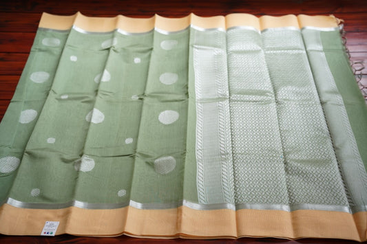 Moss Green Kanchi Semi Silk Cotton Saree PC1514