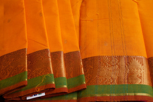 Chettinad handloom Cotton Saree with jari border PC4070 freeshipping - Parijat Collections