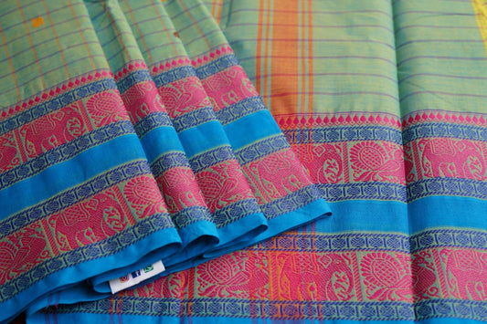 Chettinad handloom Cotton Saree  PC4037 freeshipping - Parijat Collections