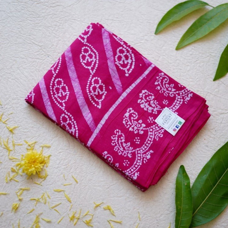 Wax Batik handloom Cotton Saree PC  4191 freeshipping - Parijat Collections