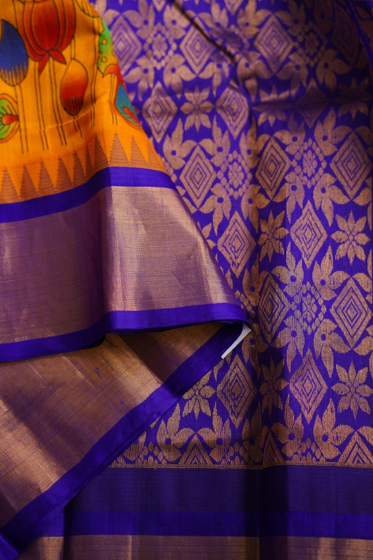 Kanchi Handloom Silk Cotton Printed  Saree With Zari Border PC7893