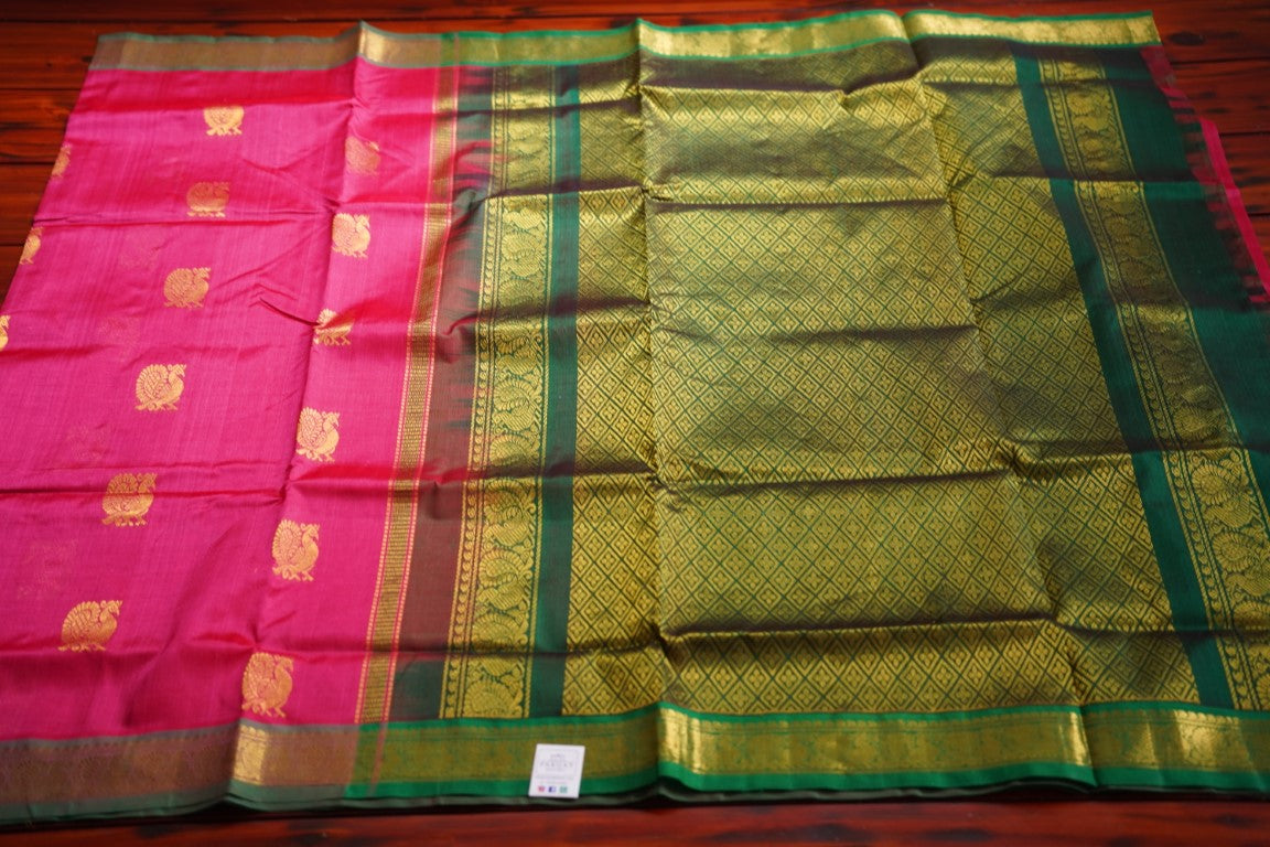 Kanchi Handloom Silk Cotton Saree Worldwide Ship – Parijat Collections