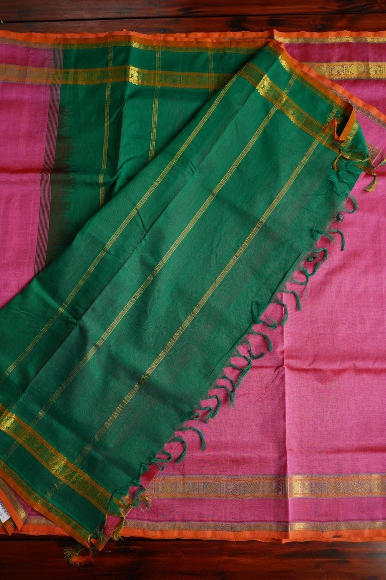 9 yards Kanchi Handloom Silk Cotton Saree PC3554 freeshipping - Parijat Collections