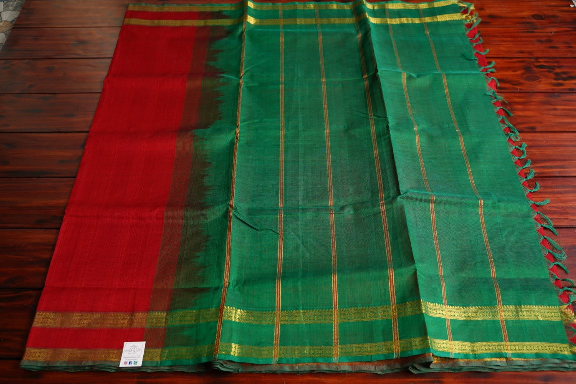 9 yards Kanchi Handloom Silk Cotton Saree PC3555 freeshipping - Parijat Collections